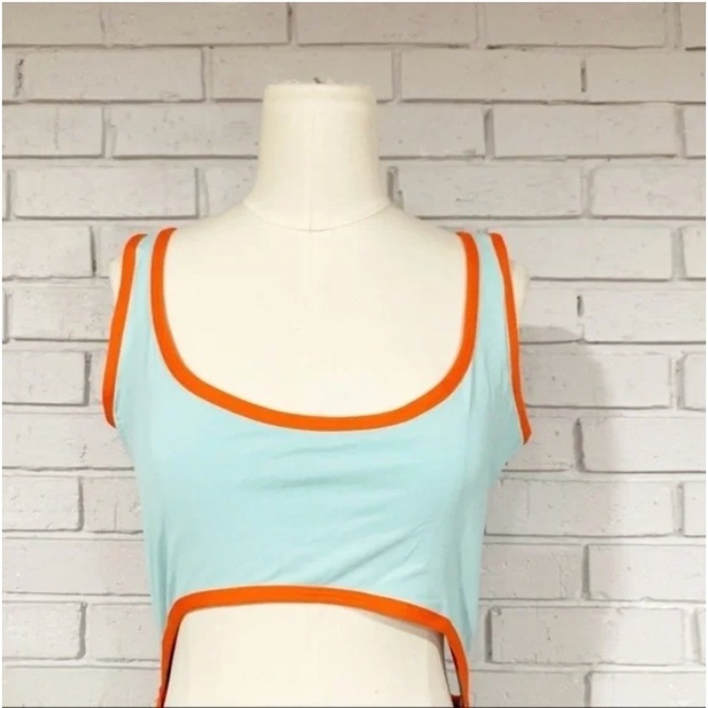 L*Space Women Blue Orange Kira Cutout Twist Back Bitsy Cut One Piece Swimsuit 12 - Picture 2 of 9